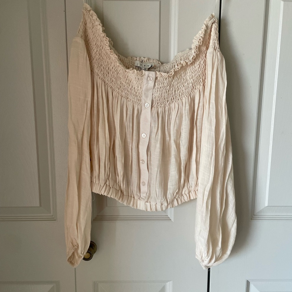 Hyfve | Milkmaid Smocked Crop Top. Sz Small Coquette Puff Sleeves Whimsical NWT